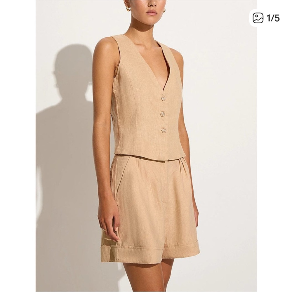 Faithfull the Brand Beige Linen Vest Top